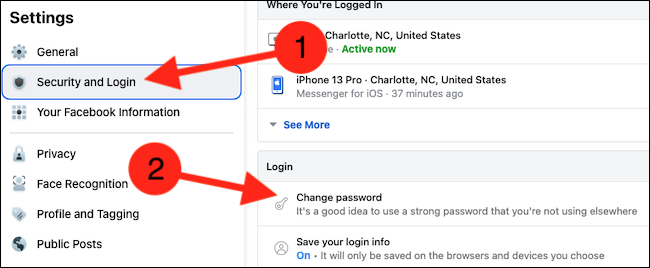 select-security-and-login-and-then-click-change-password
