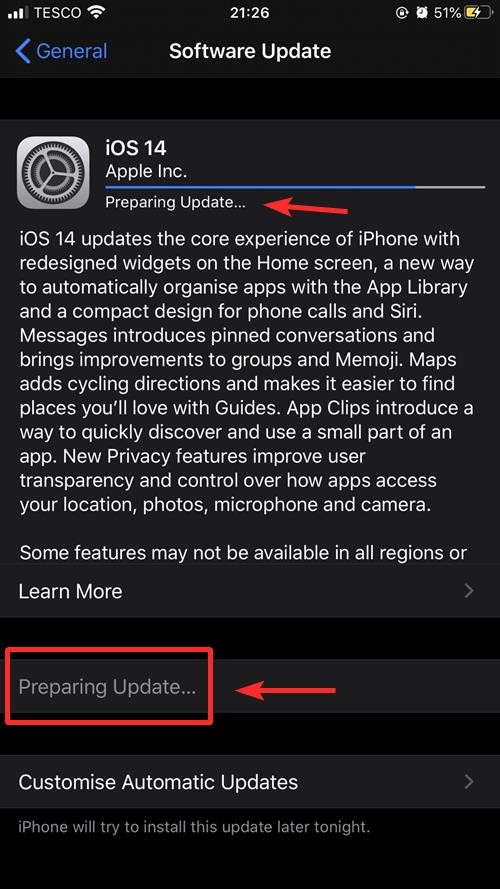准备更新在 iOS 中意味着什么以及如何修复它 准备更新在 iOS 中意味着什么以及如何修复它