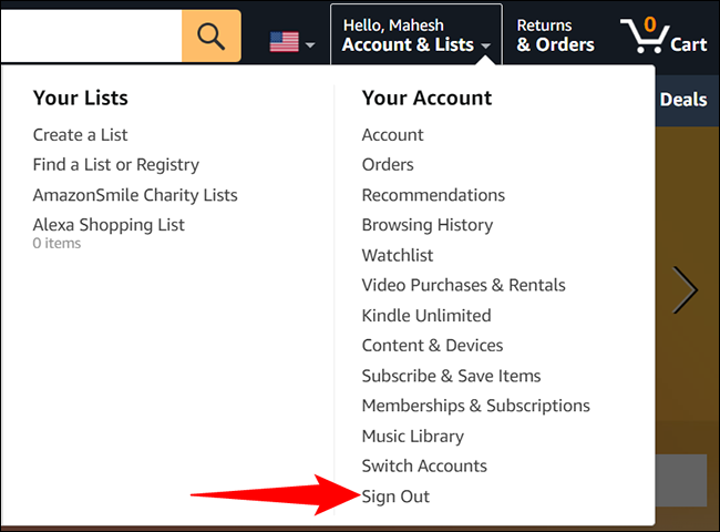 如何注销亚马逊应用程序或网站 如何注销亚马逊应用程序或网站