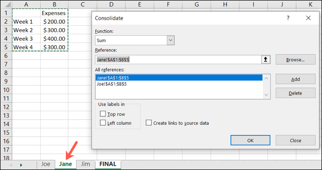 如何在 Microsoft Excel 中合并来自电子表格的数据