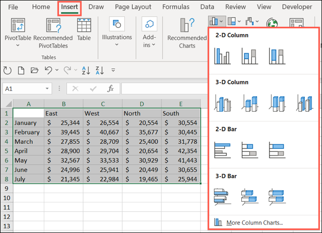 如何在 Microsoft Excel 中制作图表 如何在 Microsoft Excel 中制作图表