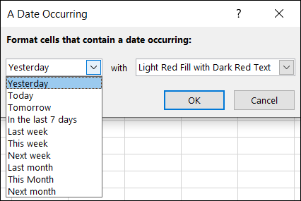 如何在 Microsoft Excel 中使用基于日期的条件格式