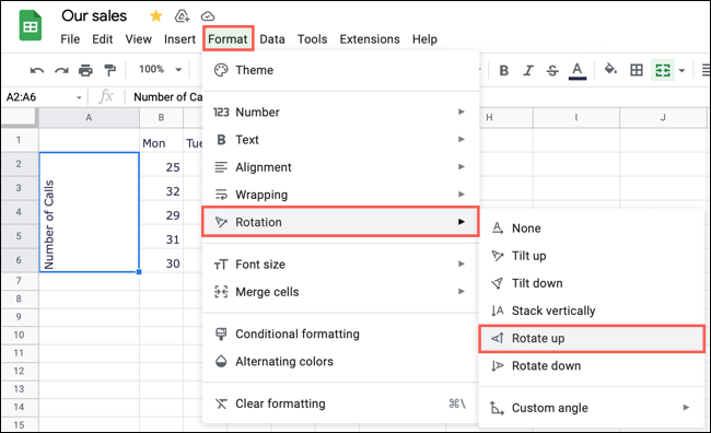 FormatRotationUp-GoogleSheetsRotateText