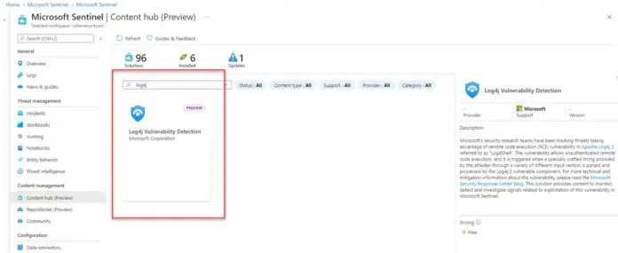 Microsoft Azure Sentinel 获得 Log4J 漏洞利用跟踪能力 Microsoft Azure Sentinel 获得 Log4J 漏洞利用跟踪能力