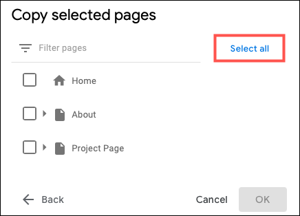 SelectAllPages-GoogleSitesCopyPages