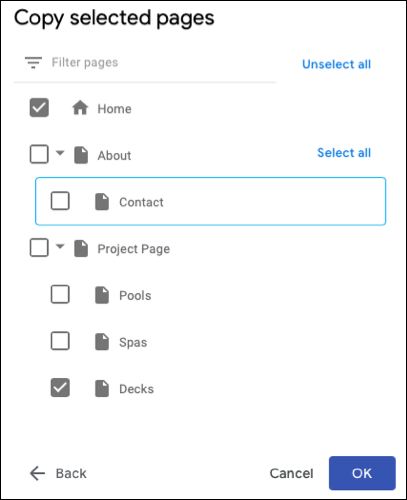 SelectPages-GoogleSitesCopyPages