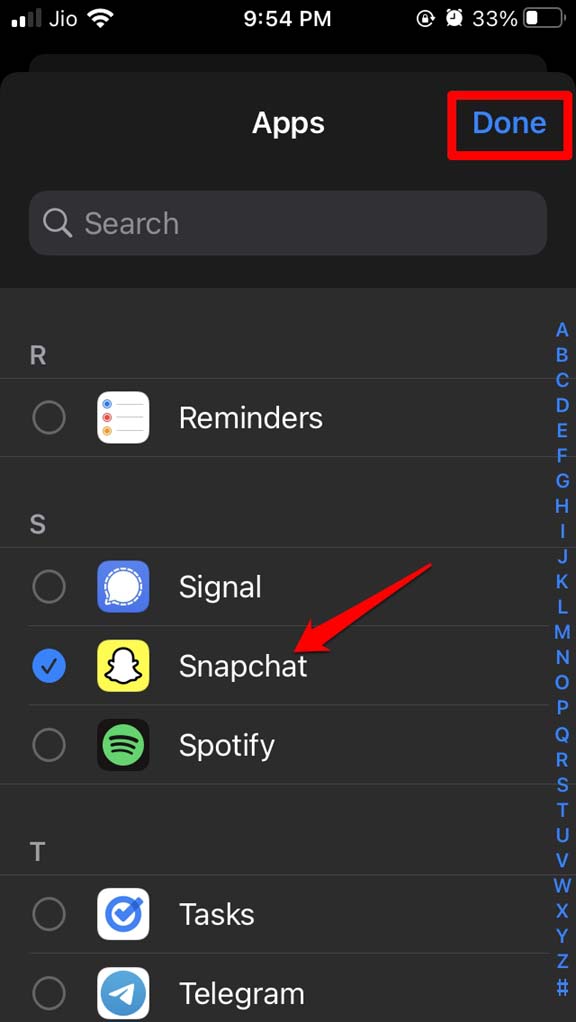 whitelist-Snapchat-from-Focus-Mode