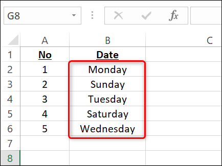 如何从 Microsoft Excel 中的日期查找星期几