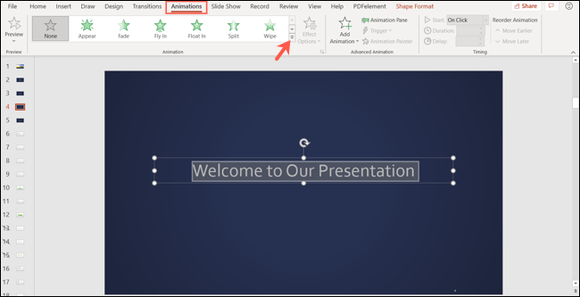 如何在 Microsoft PowerPoint 中为单个单词或字母制作动画