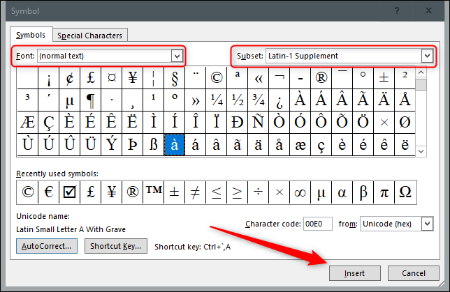 如何在 Microsoft Word 中在字母上键入重音符号