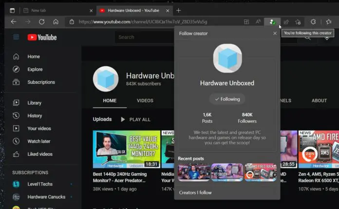 Microsoft Edge 在 Windows 上获得 YouTube Microsoft Edge 在 Windows 上获得 YouTube