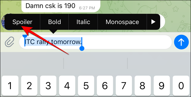 Select-Spoiler-from-formatting-options-in-telegram-for-iphone