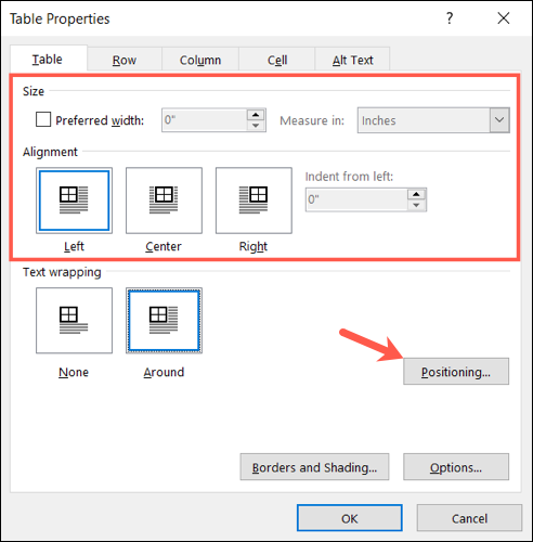 TablePropertiesSizeAlignment-WordWrapTextTable