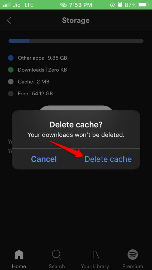 confirm-cache-clear-Spotify-for-iOS