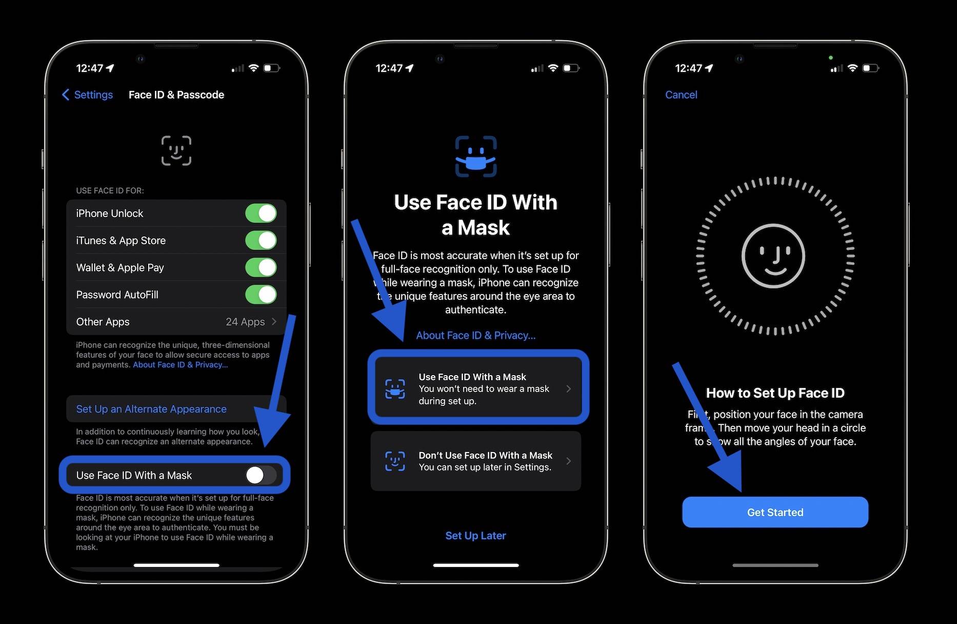 动手操作:这是在 iOS 15.4 测试版中使用带面具的 iPhone 面容 ID 的方法 动手操作:这是在 iOS 15.4 测试版中使用带面具的 iPhone 面容 ID 的方法
