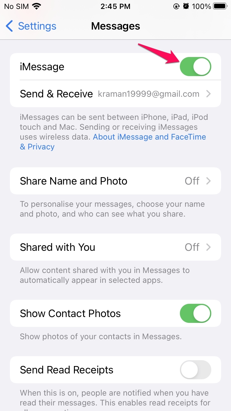 iMessage-option