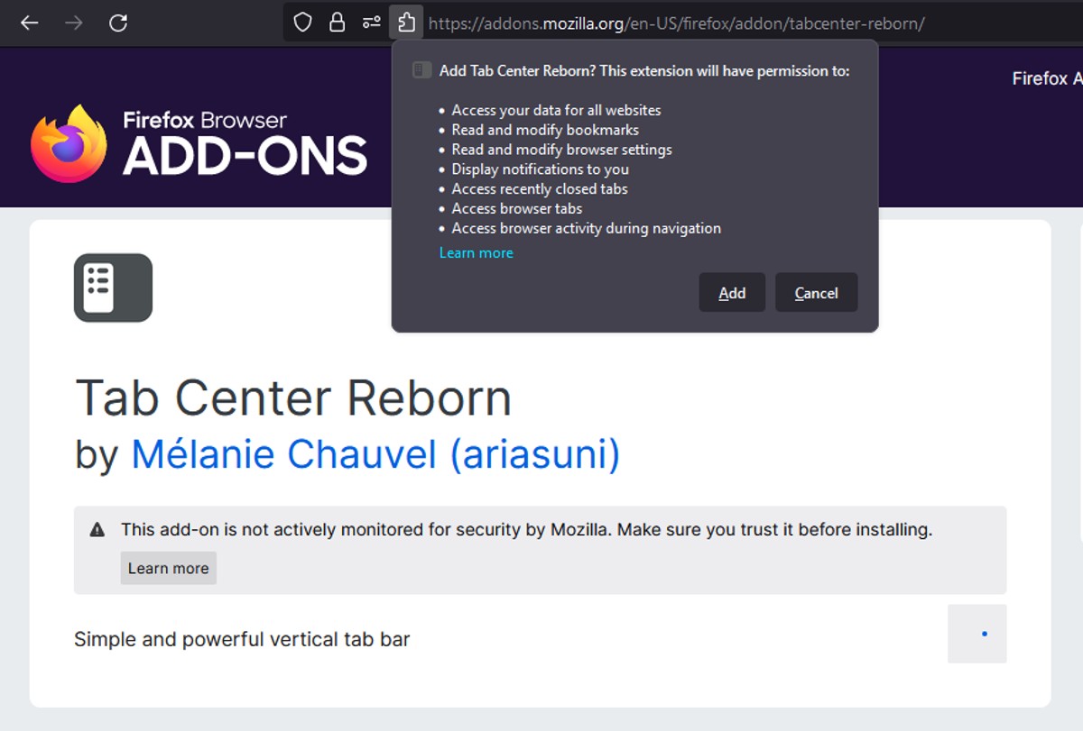 Add-Firefox-Add-on-Tab-Center-Reborn