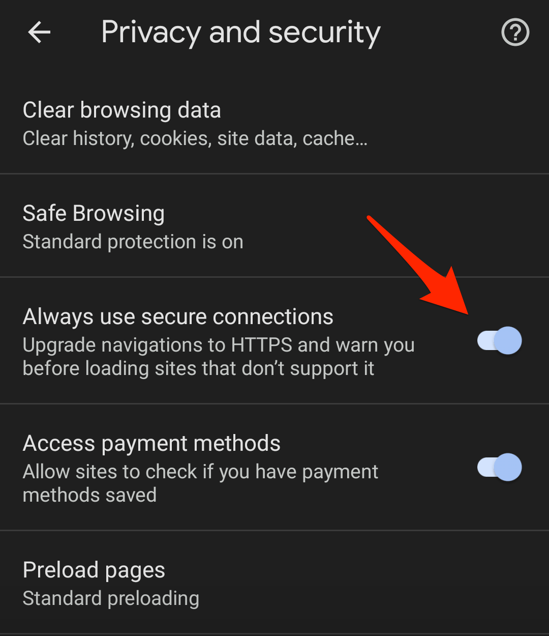 Always_use_secure_connections_turned_ON_in_Chrome_Android