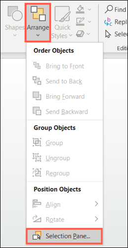 ArrangeSelectionPane-PowerPointLock
