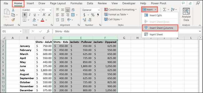 如何在 Microsoft Excel 中添加和删除列和行