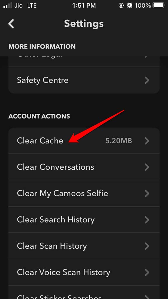 Snapchat-clear-cache