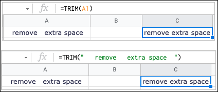 TRIM-GoogleSheetsBasicFunctions
