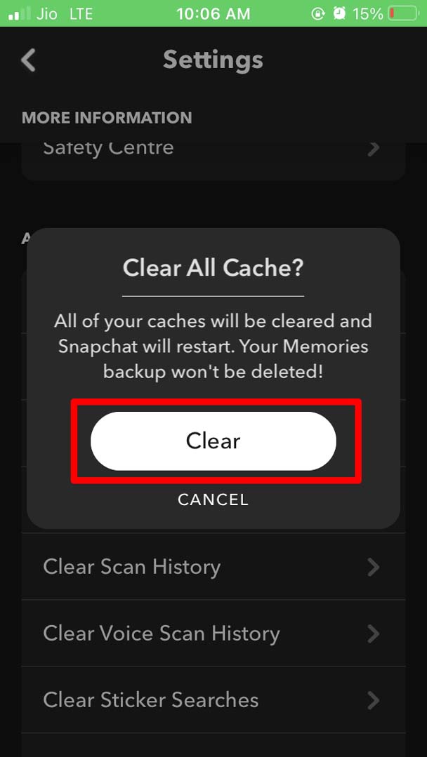 confirm-Snapchat-cache-clear