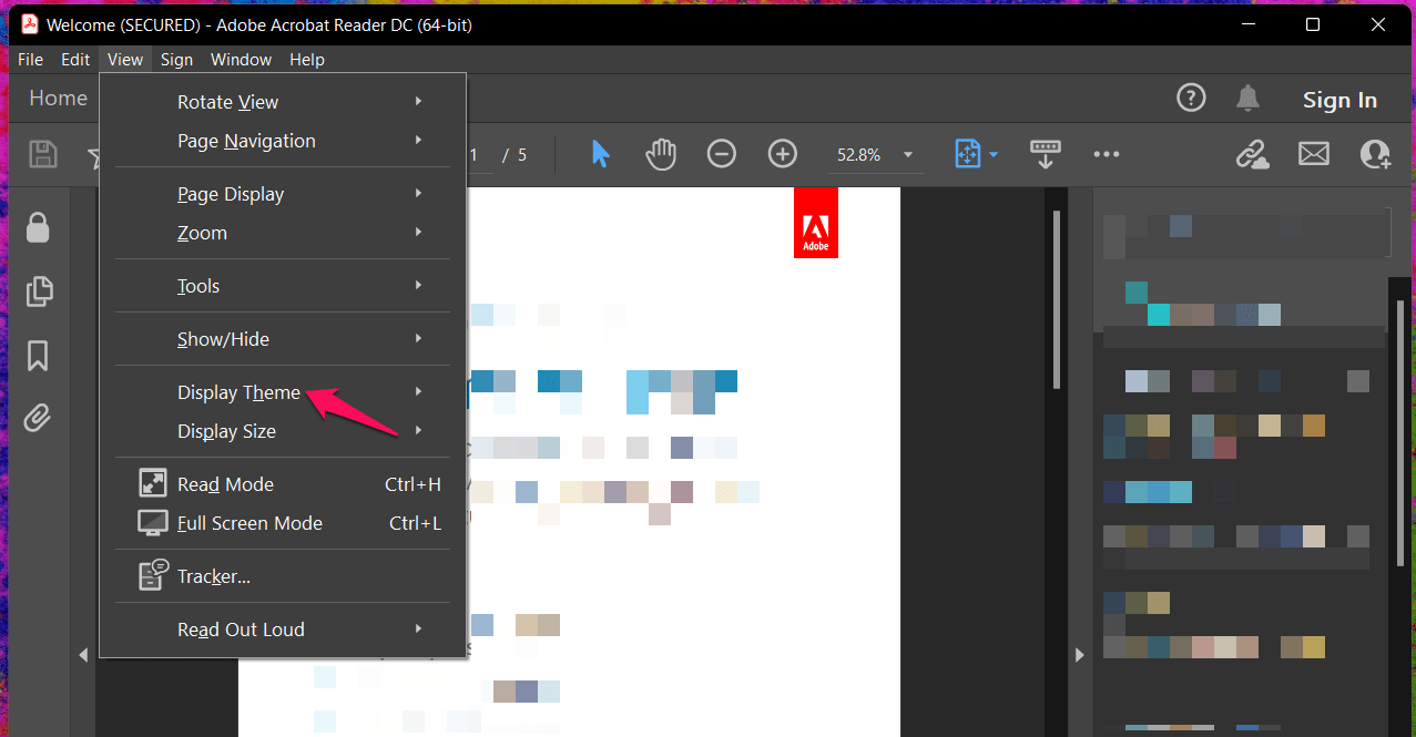 在 Adob​​e Acrobat 中启用深色模式：Windows、iOS 和 Android