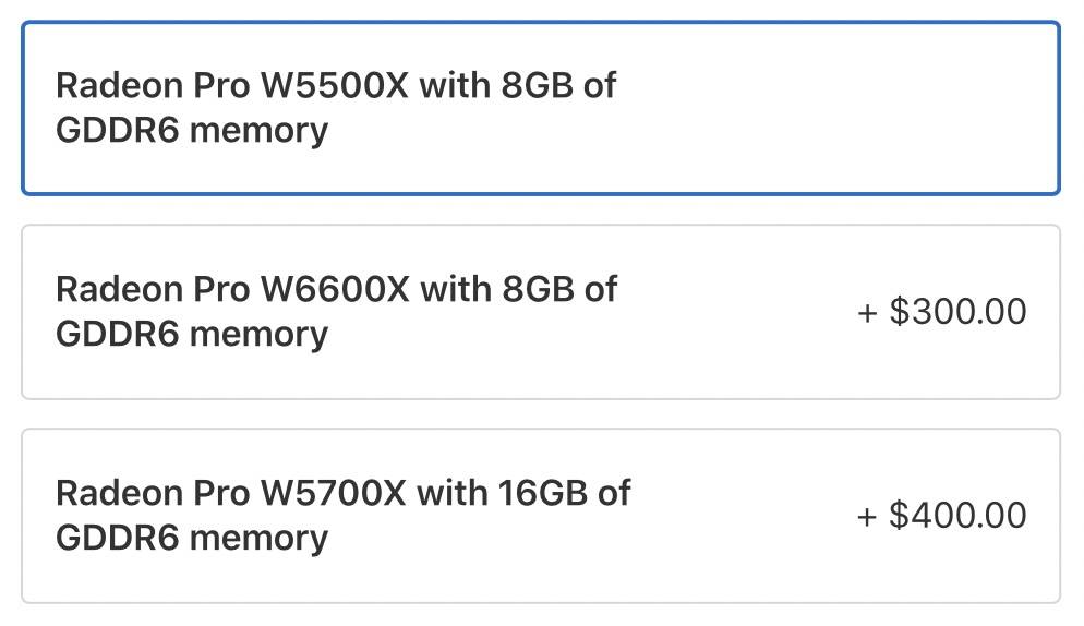 Apple 为 Mac Pro 提供价值 700 美元的全新 AMD Radeon Pro W6600X GPU MPX 模块 Apple 为 Mac Pro 提供价值 700 美元的全新 AMD Radeon Pro W6600X GPU MPX 模块