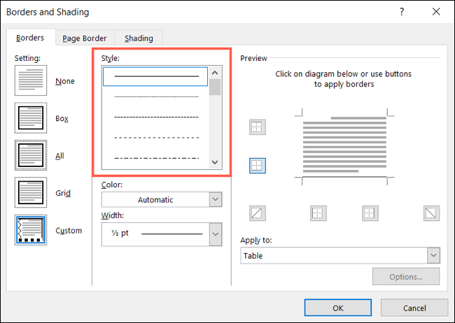 BorderStyle-WordUnderline