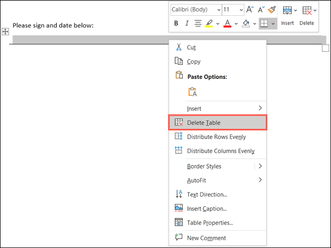 DeleteTable-WordUnderline