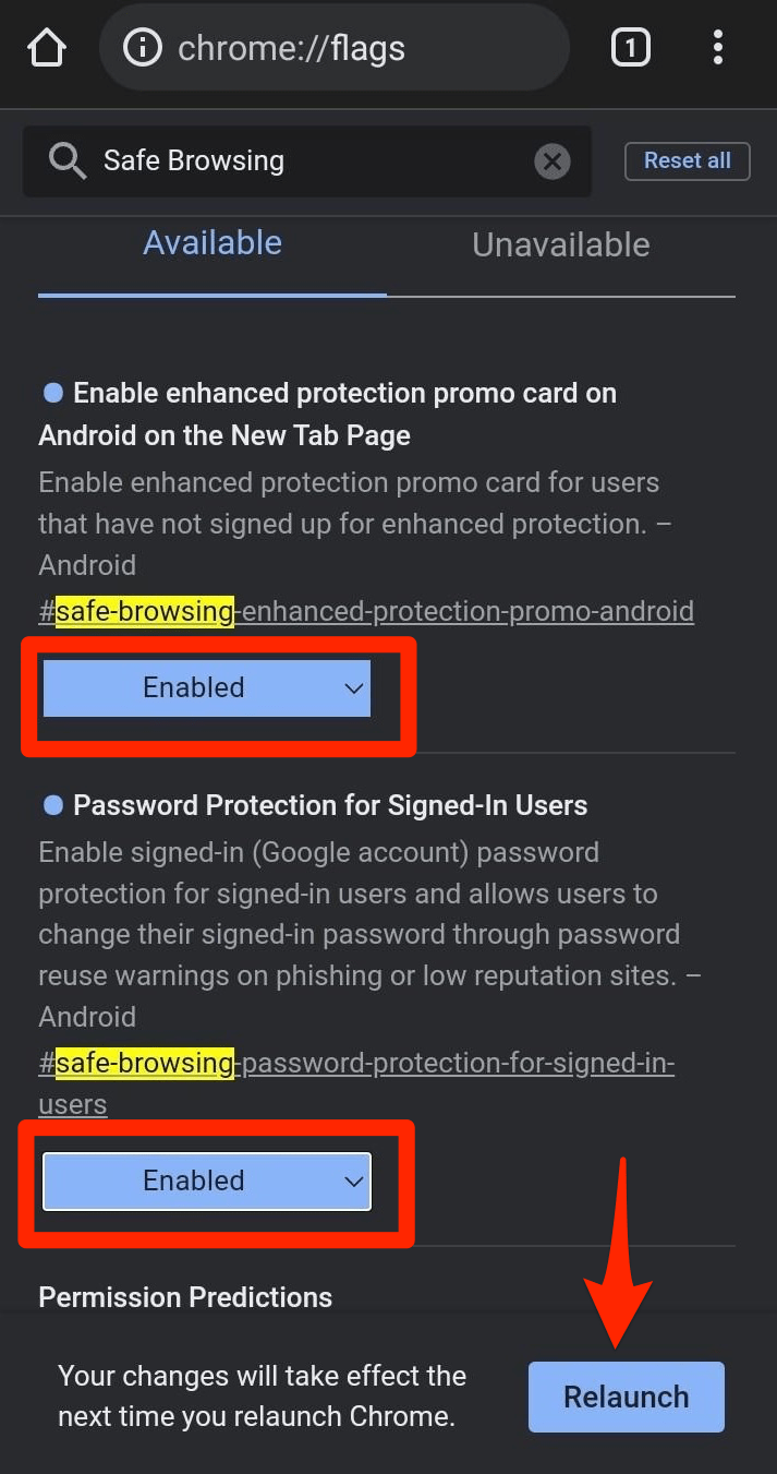 Enable_Enhance_Protection_and_Password_Protection_Chrome_Flags_on_Android_Phone