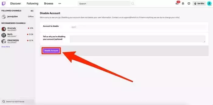 如何删除您的 Twitch 帐户或暂时禁用它