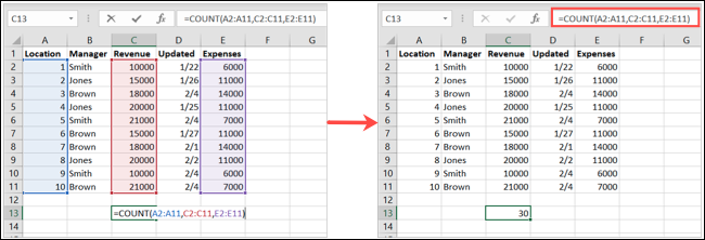 MultipleRanges-ExcelCOUNT