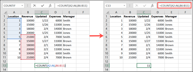 NonadjacentRanges-ExcelCOUNT