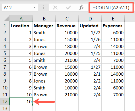 如何在 Microsoft Excel 中使用 COUNT 函数
