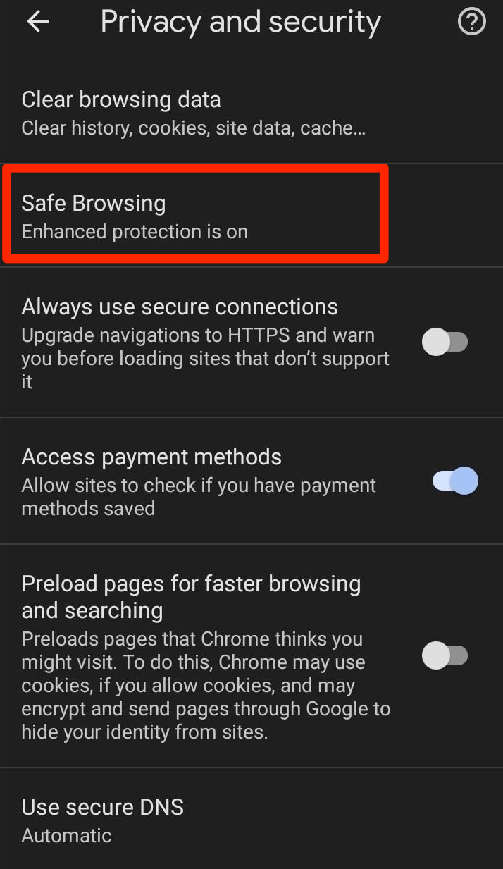 Safe_Browsing_Tab_menu_in_Chrome_for_Android