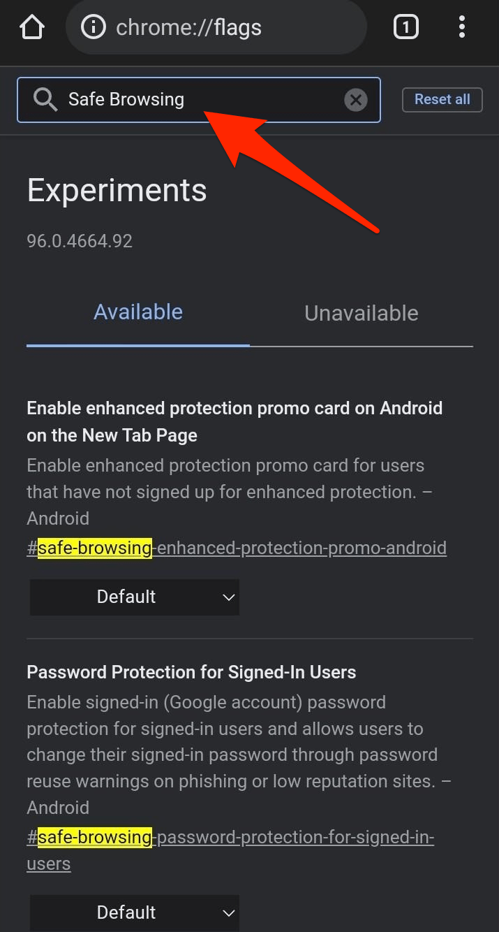 Search_for_Safe_browsing_in_Chrome_Flags_Search_bar