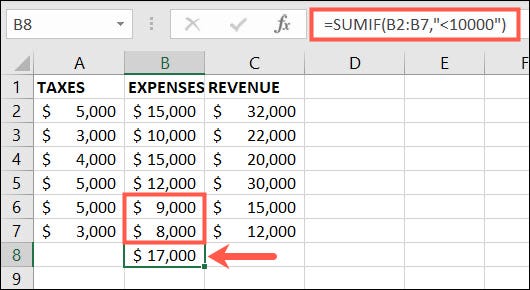 如何在 Microsoft Excel 中使用 SUMIF