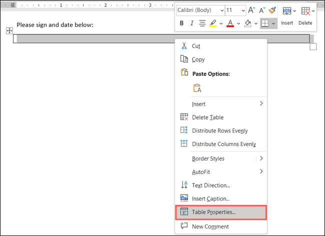 TableProperties-WordUnderline