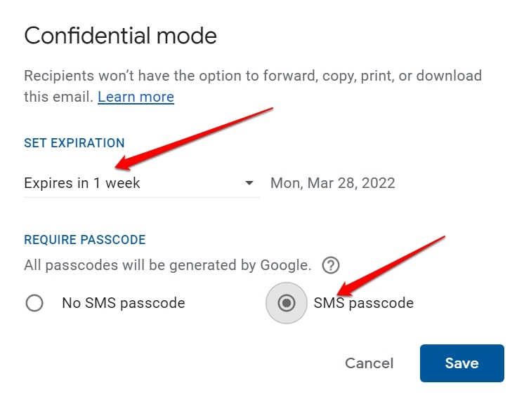 set-passcode-and-expiry-date-on-email