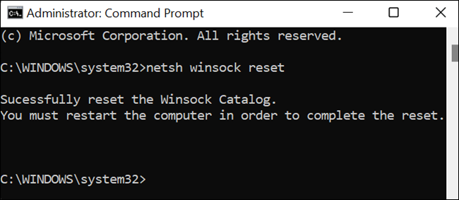 winsock-reset-successful