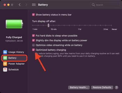 如何在 macOS 中关闭优化的电池充电