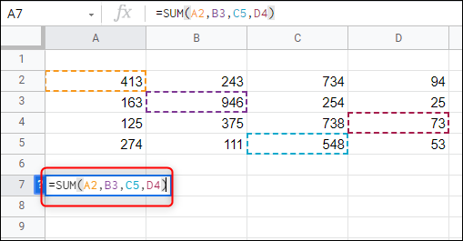 The-sum-function-for-multiple-cells.