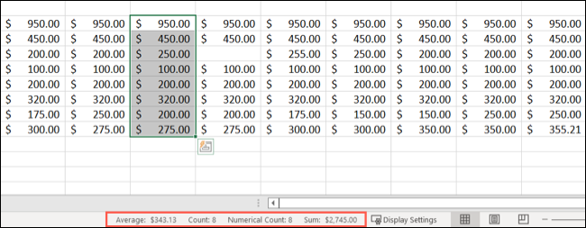 Values-ExcelStatusBarCopy