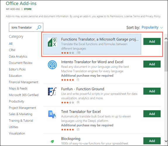 OfficeAddinsAdd-ExcelFunctionsTranslator