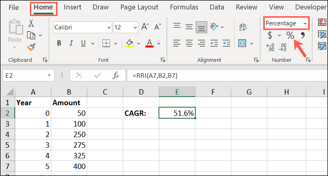 Percentage-ExcelCAGR