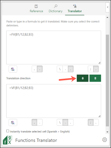Translator-ExcelFunctionsTranslator