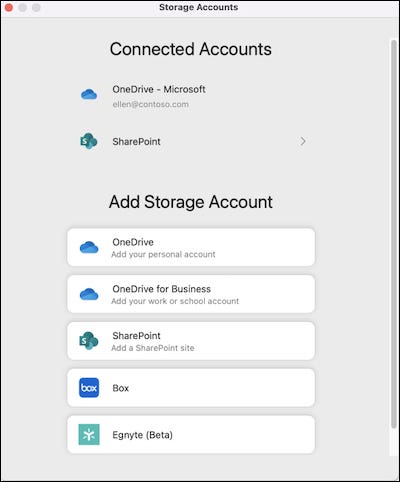 Microsoft Office for Mac 具有新的云存储功能 Microsoft Office for Mac 具有新的云存储功能