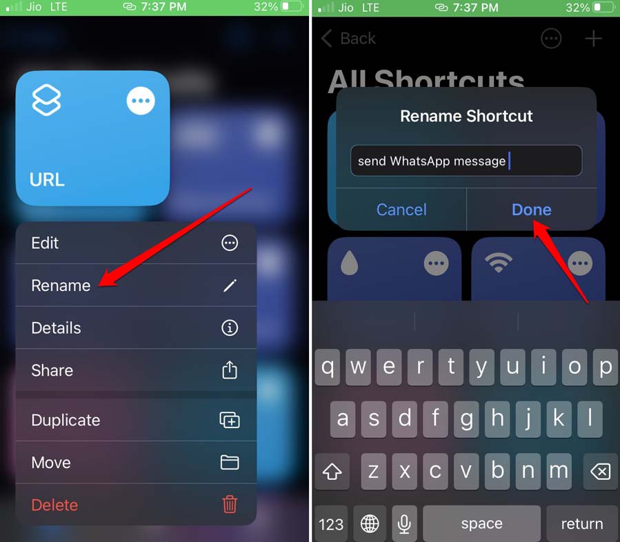 rename-Siri-shortcut-for-sending-WhatsApp-message